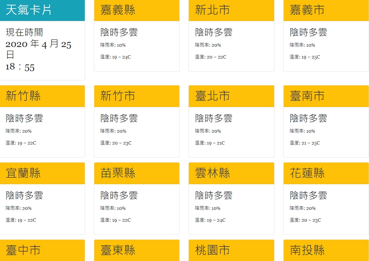 氣象局資料串接截圖